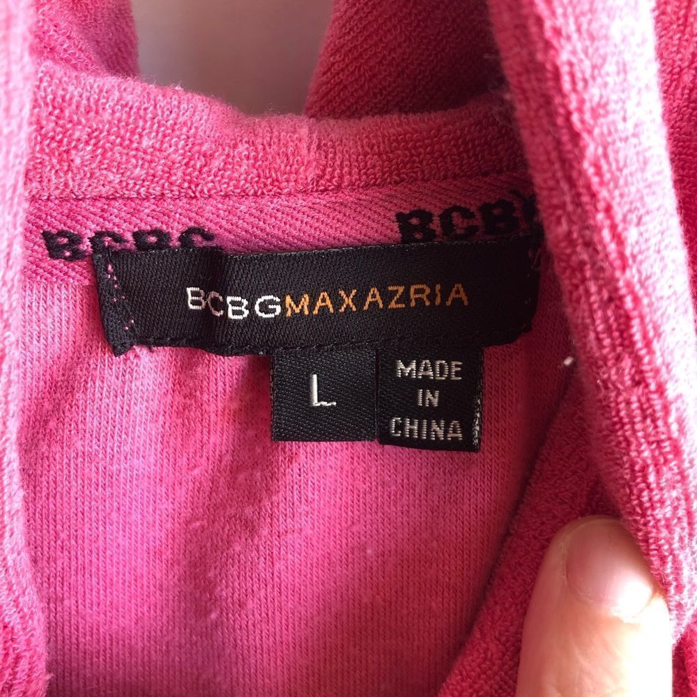 BCBG Terrycloth Zip Front Hoodie with Lace Sleeves - Picture 5 of 5